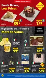 Lidl weekly ad week 40 Page 6: Lidl lemon poppy scone €0,89, Lidl preferred selection dolce gorgonzola cheese €3,99