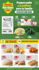 Folleto Bodega Aurrerá semana 39 Página 1: Pollo entero €36,00, Pechuga sin hueso fresca €85,00