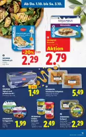 Lidl Flugblatt woche 40 Seite 15: Milbona Halloumi g.U. €2,29, Eridanous Moussaka €2,79