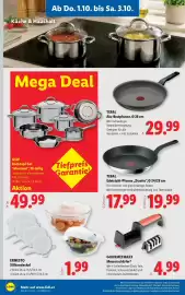 Lidl Flugblatt woche 40 Seite 28: TEFAL Alu-Bratpfanne, Ø 28 cm €29,99, Tefal Edelstahl-Pfanne „Duetto“ €17,99