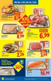 Lidl Flugblatt woche 40 Seite 6: Lachsseite* €16,99, Wiesentaler Frisches Faschiertes gemischte €3,69