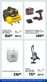 GAMMA folder week 40 Pagina 23: STANLEY Silent luchtcompressor DST 100/8/6 €119,00, Einhell 18V accuklopbloer €149,00