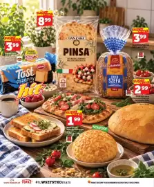 Topaz gazetka tydzień 40 Strona 24: Chleb Szefa Piekarnia Sokołowska €3,99, Pinsa Dan Cake €7,99