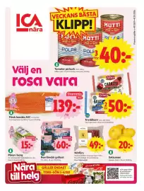 ICA Nära reklamblad vecka 40 Sida 1: Päron i korg, Medlemspris, Nötfärs €49,00