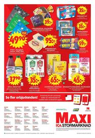 ICA Maxi reklamblad vecka 40 Sida 14: Arla Laktosfri mjölkdryck €35,00, Friggs riskakor, majskakor €45,00