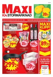 ICA Maxi reklamblad vecka 40 Sida 1: Arla familjefavoriter €79,90, Kronljus €119,00