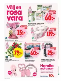 ICA Supermarket reklamblad vecka 40 Sida 10: Ica röda kärnfria druvor €25,00, Ica rosor 9-pack €79,00
