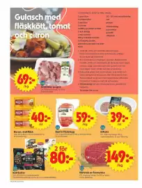 ICA Supermarket reklamblad vecka 40 Sida 4: Benfri fläsklägg €59,00, ICA Nötstek av fransyska €149,00