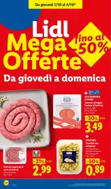 Volantino Lidl settimana 40 Pagina 2: Italiamo Tortellini alla bolognese €0,89, Salsiccia luganega di suino arrotolata €2,99