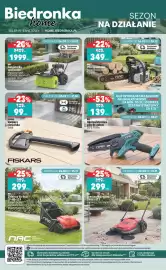 Biedronka gazetka Strona 1: Siekiera ciesielska Solid Fiskars €99,00, Zamiatarka spalinowa €1.999,00