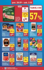 ALDI gazetka tydzień 40 Strona 16: Duda Szynka drobiowa €3,99, Landbeck Mini kabanosy €11,99