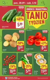 ALDI gazetka tydzień 40 Strona 2: Ogórki gruntowe €5,99, Pomidory mięsiste €8,99