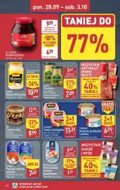 ALDI gazetka tydzień 40 Strona 20: MK Szproty w oleju €9,99, Sokołów Konserwa turystyczna/Luncheon €6,99