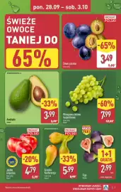ALDI gazetka tydzień 40 Strona 3: Gruszki Konferencja €5,99, Śliwki polskie €3,49