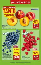 ALDI gazetka tydzień 40 Strona 6: Borówki amerykańskie XXL €19,99, Maliny €6,99