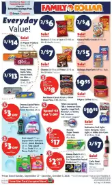 Family Dollar weekly ad week 40 Page 1: Cheetos or Fritos €7,00, Red Baron Classic Crust or Brick Oven Pizza €8,00