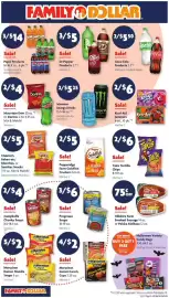 Family Dollar weekly ad week 40 Page 3: Chester's Baken-ets Munchos or Santitas Snacks €5,00, Monster Energy Drinks €5,25