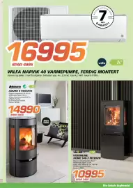 Coop Byggmix kundeavis Side 5: Visionline Home S40-3 Peisovn €10.995,00, Wilfa Narvik 40 Varmepumpe €16.995,00