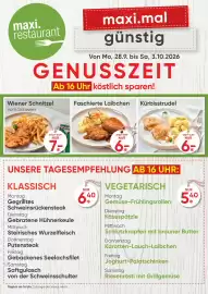 Maximarkt Flugblatt woche 40 Seite 1: Kürbisstrudel €6,00, Wiener Schnitzel vom Schwein €7,00