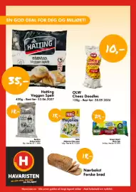 Havaristen kundeavis uke 40 Side 1: Green Giant Mais €29,00, Hatting Veggen Spelt €35,00