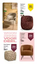 Leen Bakker folder week 40 Pagina 8: Fauteuil Carlton €149,00, Poef Selena €44,99