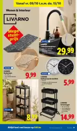 Lidl folder week 41 Pagina 31: Serveerwagen €14,99, Livarno radiogestuurde wandklok €5,99
