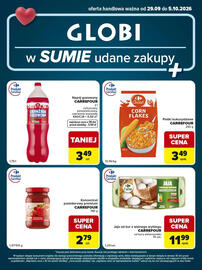 Globi gazetka tydzień 40 Strona 2: Napój gazowany cytrynowy Carrefour €3,49, Płatki kukurydziane Carrefour €3,49