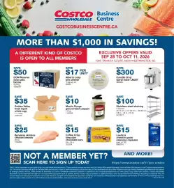 Costco flyer Page 1: Nestle coffee crisp king size chocolate bars, Golden Valley fresh liquid whole egg
