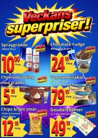 Supergrossen reklamblad vecka 40 Sida 2: Chips brynt smör €12,95, Gouda/Edamer €49,95
