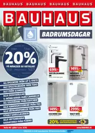 Bauhaus reklamblad Sida 1: TVÄTTSTÄLLSBLANDARE ONI €699,00, TAKDUSCHSET HOOVER 160 CC €1.495,00