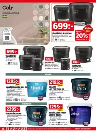 Bauhaus reklamblad Sida 18: VÄGGFÄRG MOOD AIR WALL 9 L €1.295,00, VÄGGFÄRG 10 L €699,00