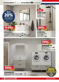 Bauhaus reklamblad Sida 2: DUSCHSERIEN VAL €3.995,00, TVÄTTMASKINSKÅP VIKA €9.995,00