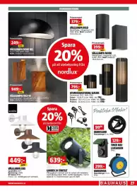Bauhaus reklamblad Sida 27: VÄGGLAMPA MODU €399,00, VÄGGLAMPA FOLD 10 €949,00