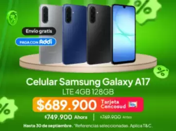 Catálogo Jumbo Página 6: Samsung - celular galaxy a17 lte 4gb 128gb €689.900,00