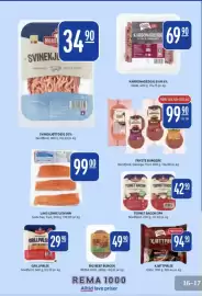 Rema 1000 kundeavis uke 40 Side 16: GRILLPØLSE €29,90, LAKS LENKE U/SKINN €99,00