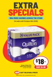 IGA catalogue week 40 Page 1: Quilton White 3 Ply Toilet Tissue €18,00