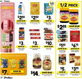 Drakes catalogue week 40 Page 16: Nutella €10,00, Moccona Coffee +Protein €5,00