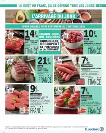 Catalogue E.Leclerc page 13: Viande Bovine Française Filet*** à Rotir €21,90, LA BARQUETTE €7,18