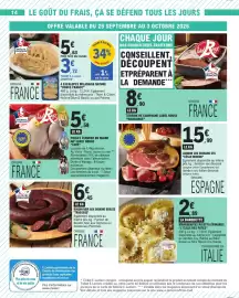 Catalogue E.Leclerc page 14: CÉSAR MORONI Jambon cru serrano stg €15,99, Douce France Escalopes milanaise €3,72