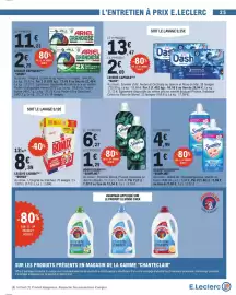 Catalogue E.Leclerc page 25: Soupline €5,99, BONUX Lessive liquide €8,39