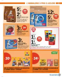 Catalogue E.Leclerc page 33: PURINA ONE €5,20, Ultima Croquettes pour petit chien €7,55