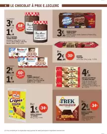 Catalogue E.Leclerc page 4: Kinder Chocolat €1,19, Bonne Maman pâte à tartiner Noisettes et Cacao €4,91