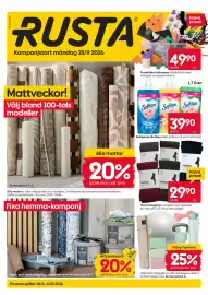 Rusta reklamblad vecka 40 Sida 1: Rustas träningsprodukter, Softlan sköljmedel €39,90