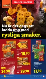 Lidl reklamblad vecka 41 Sida 14: Halloween Minipizzor €39,90, Roliga former Halloween Potatis €16,90