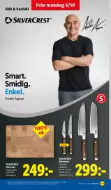Lidl reklamblad vecka 41 Sida 17: Silvercrest skärbräda €249,00, Silvercrest köksknivar €299,00