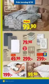 Lidl reklamblad vecka 41 Sida 23: Livarno dra-på-lakan i jersey €49,90, Livarno sidobord €299,00