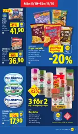 Lidl reklamblad vecka 41 Sida 8: Harvest Basket fryst potatis €26,80, Philadelphia färskest €17,90