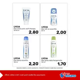 Volantino Iper Tosano settimana 40 Pagina 13: Lycia deo spray assortito €2,20, Lycia Deo spray daily/bergamotto €1,70
