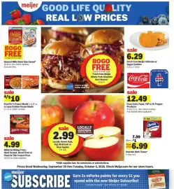 Meijer weekly ad week 40 Page 1: General Mills Giant Size Cereal, Fresh from Meijer Ultimate or Sugar Cookies €6,29