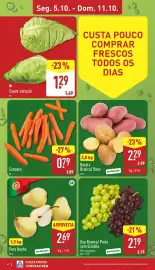 Folheto ALDI semana 41 Página 2: Batata Branca/ Roxa €2,29, Couve-coração €1,29